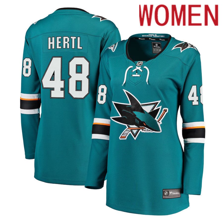 Women San Jose Sharks 48 Tomas Hertl Fanatics Branded Teal Home Premier Breakaway Player NHL Jersey